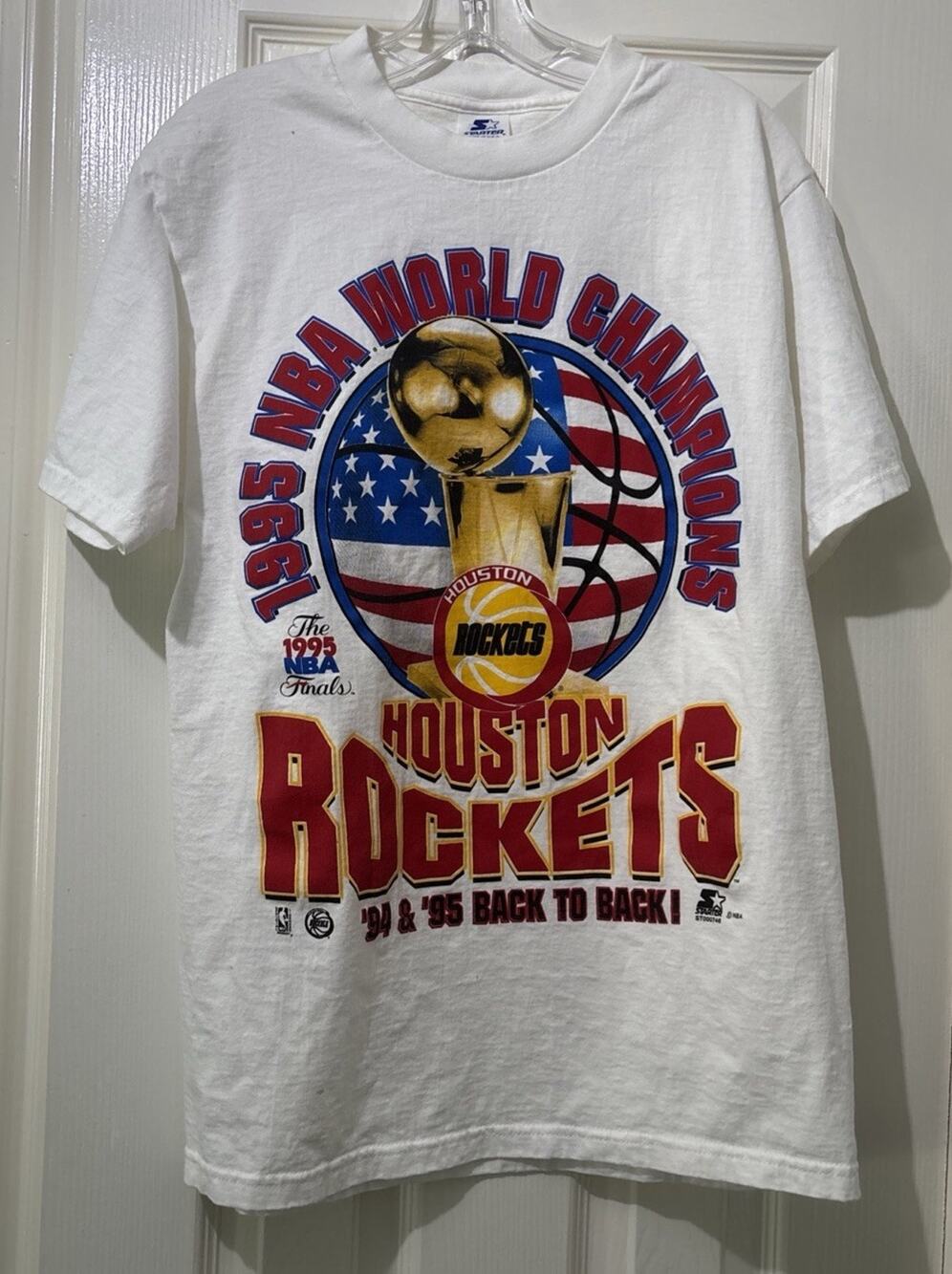 Houston Rockets 1995 NBA Finals Shirt M Starter White Basketball Vintage USA